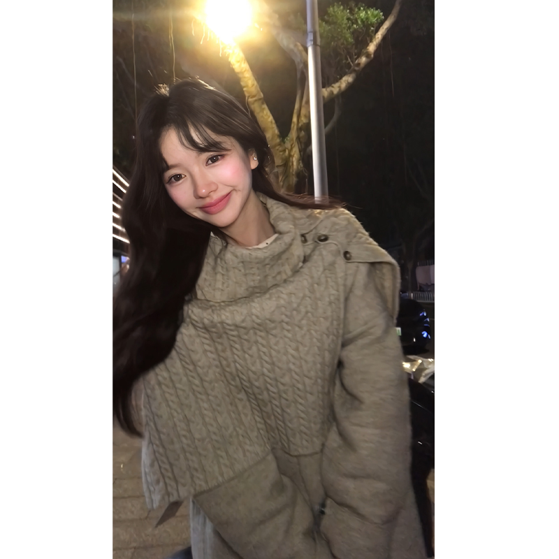 【手风琴】冬季复古时尚百搭气质慵懒感休闲披肩针织衫25832