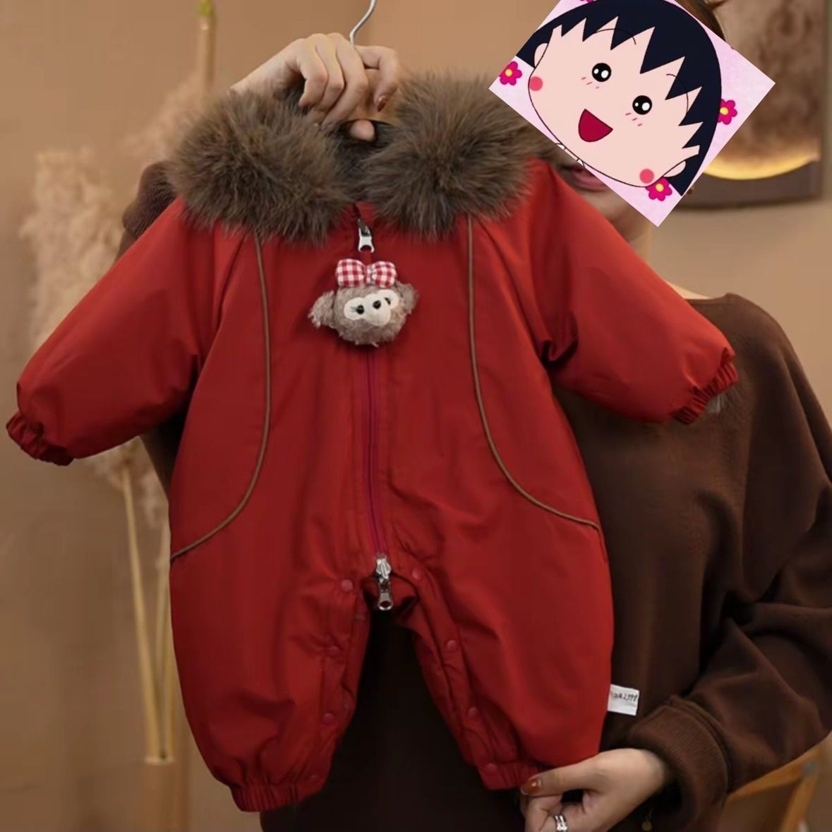 秋冬婴儿冬季两面穿爬爬服男女儿童加绒加厚连体衣节日百天拜年服