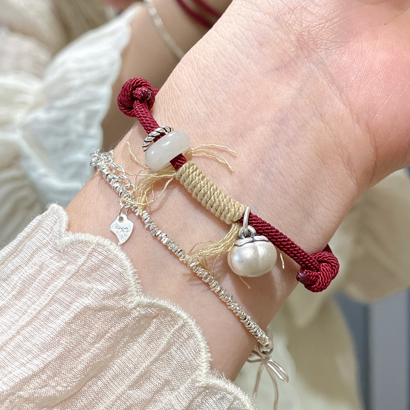 足银手链 好柿发生闺蜜韩版学生可爱手工编织手链女百搭古风森系