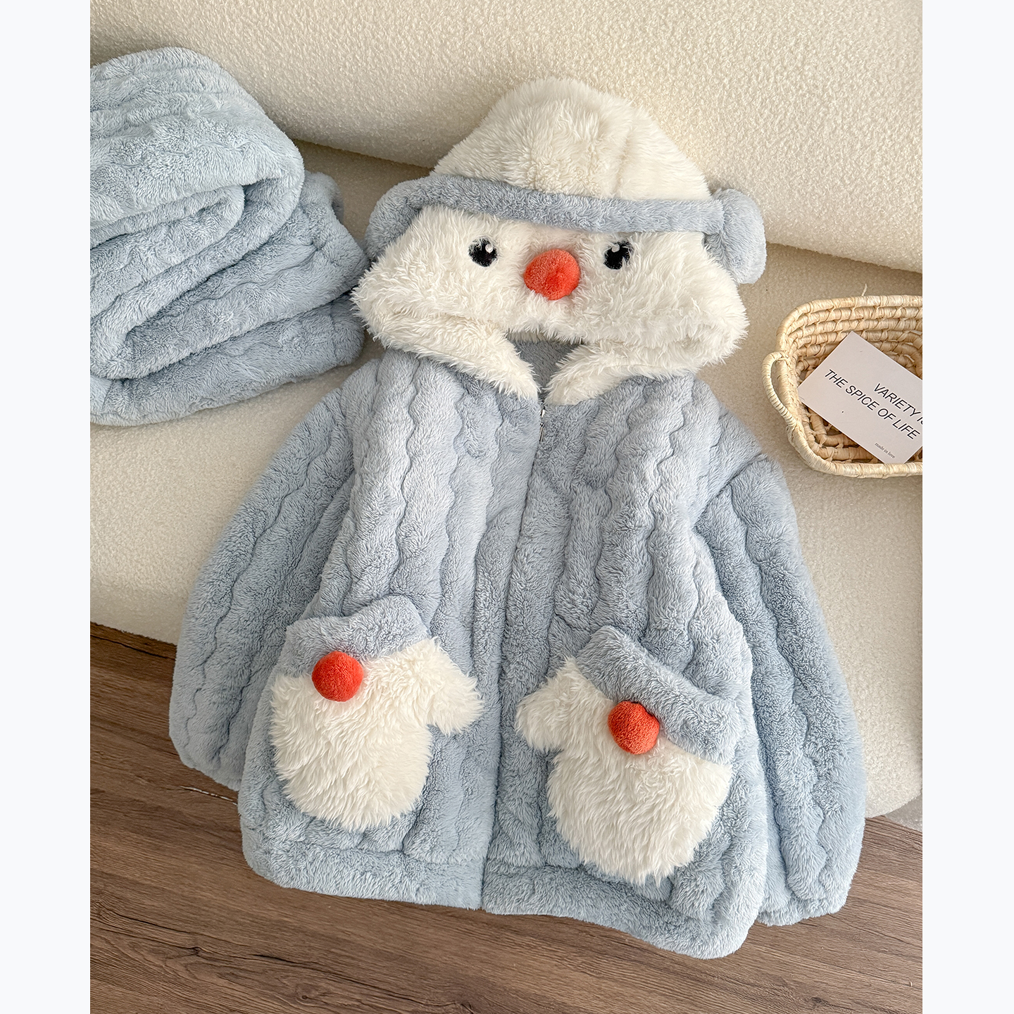 三层夹棉加厚睡衣女款秋冬季可爱雪人湖南省省服珊瑚绒保暖家居服