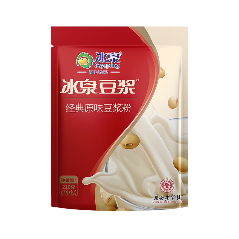 冰泉纯豆浆粉210g高蛋白健身早餐代餐无添加蔗糖独立包装速溶冲饮