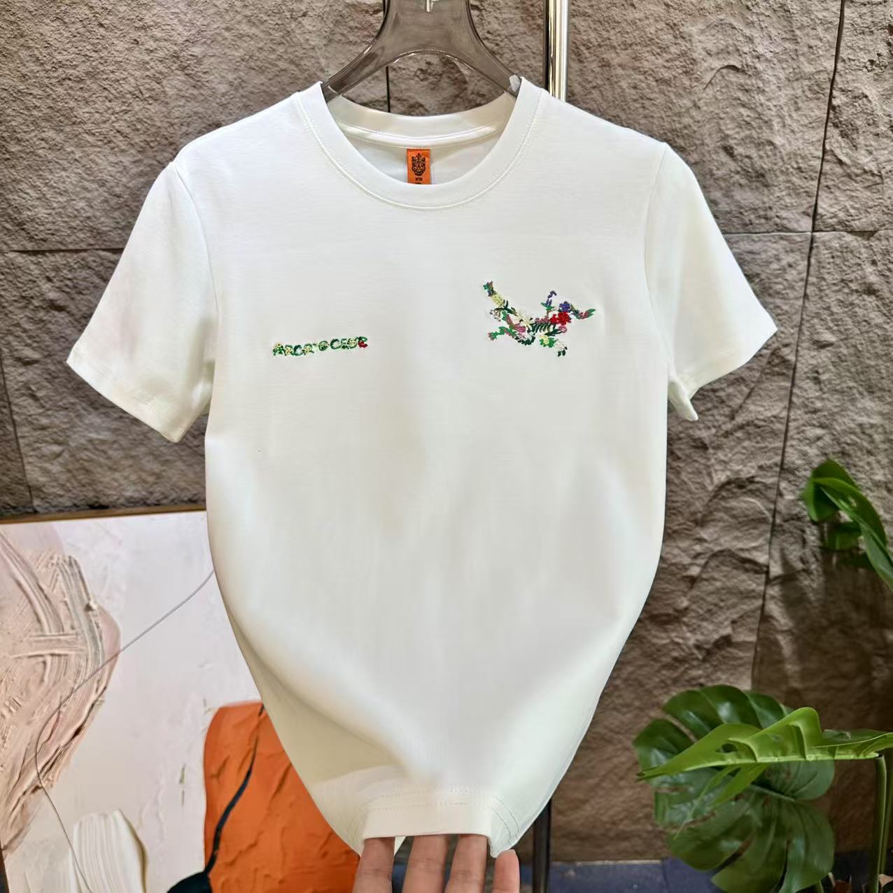 短袖刺绣印花男士T恤正肩t恤轻奢男装男士高级感短袖男孩潮流衣服