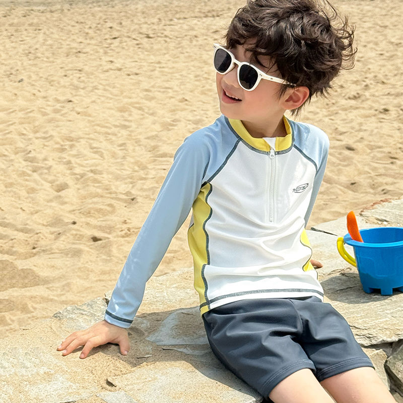 儿童泳衣长袖防晒男童游泳衣2025