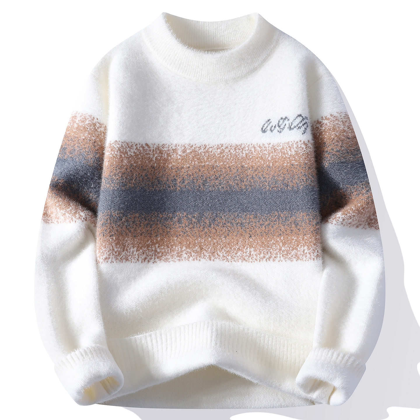 冬季男生内搭毛衣学生半高领针织衫青少年一体绒潮流保暖加厚打底