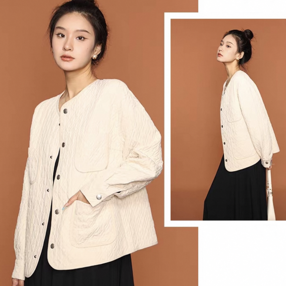 GIRDEAR/哥弟秋冬新款时尚高级气质设计感圆领新雪丽外套1400767