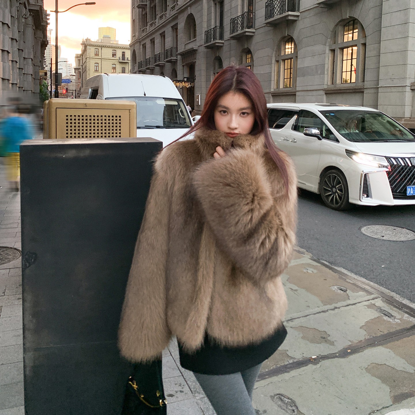 韩茵茵 首尔恋人 进口貉子毛翻领毛毛皮草外套女大衣2025新款年轻
