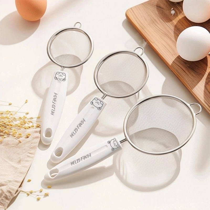 不锈钢榨汁过滤漏勺防烫手柄带挂耳厨房过滤面粉筛超细烘焙网筛