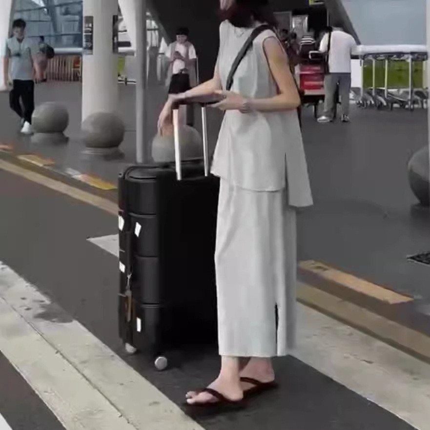 夏季新款无袖不规则上衣时尚宽松半身裙显瘦