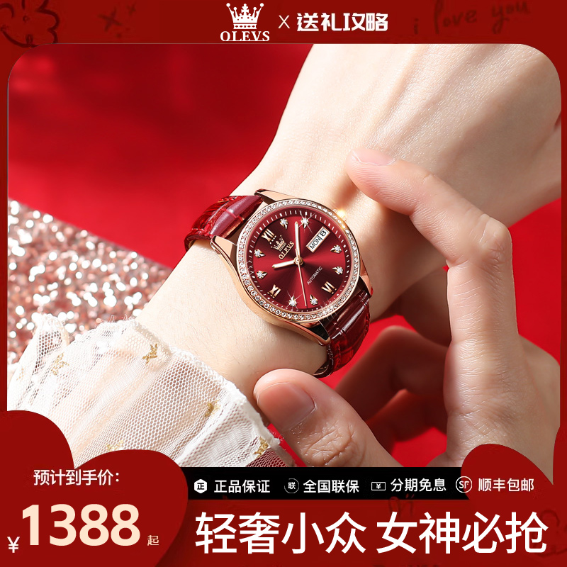 瑞士认证正品牌手表女士机械表女纯名式真皮带轻奢小众2026年新款