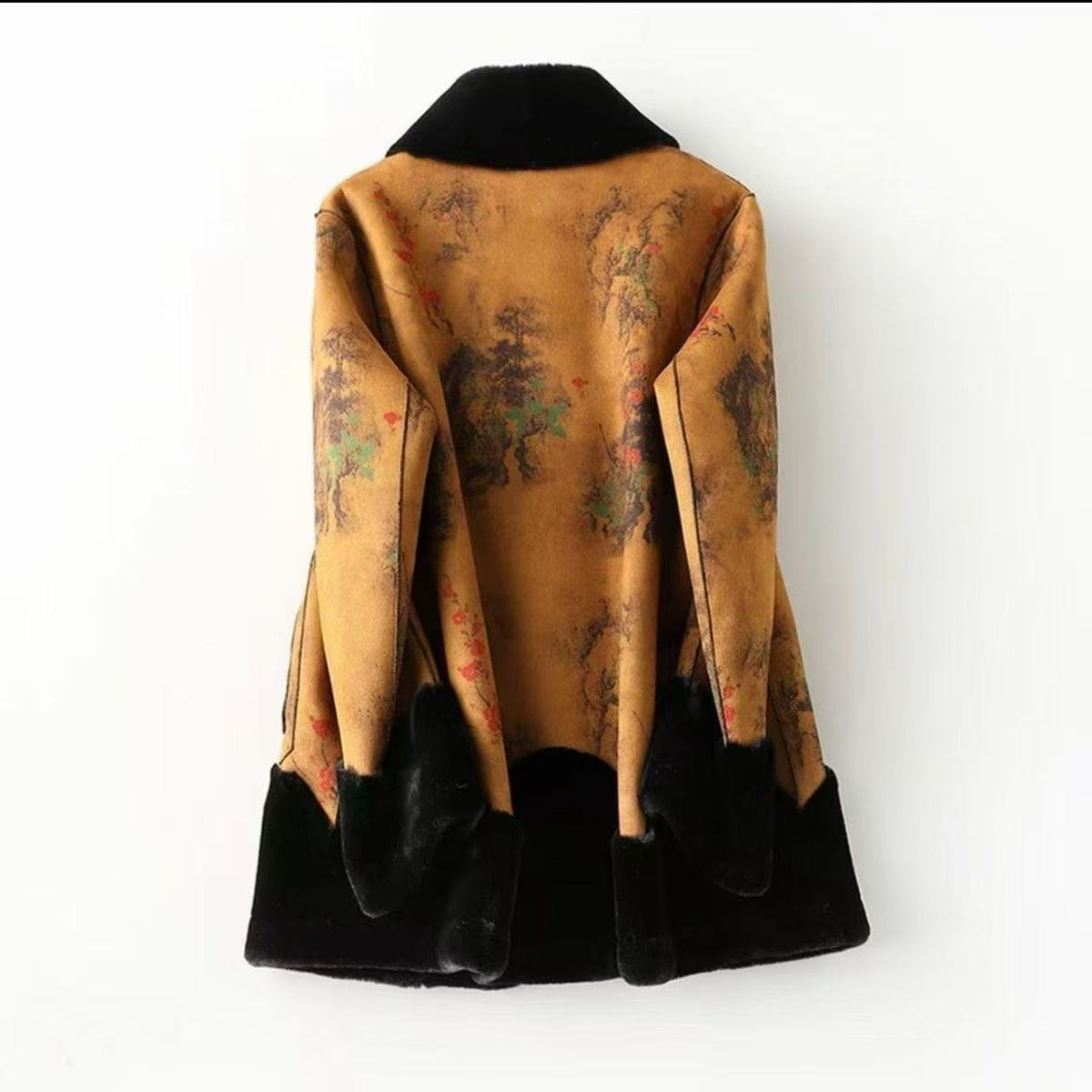 《双面国风款》貂绒皮毛一体女装国风女款外套冬季印花百搭中国风