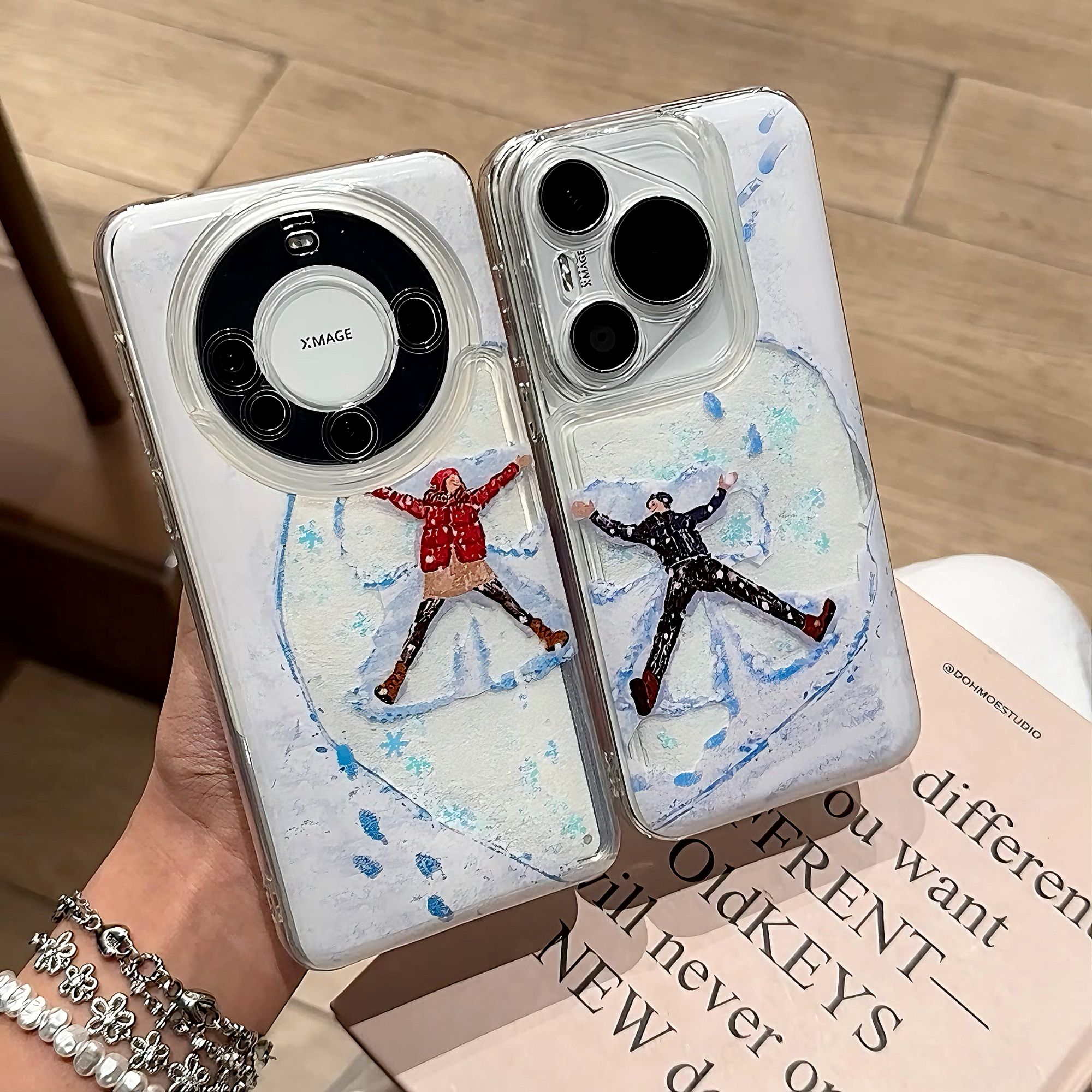 冬日雪地情侣雪花流沙适用苹果17手机壳16华为P70套vivoppo小米15