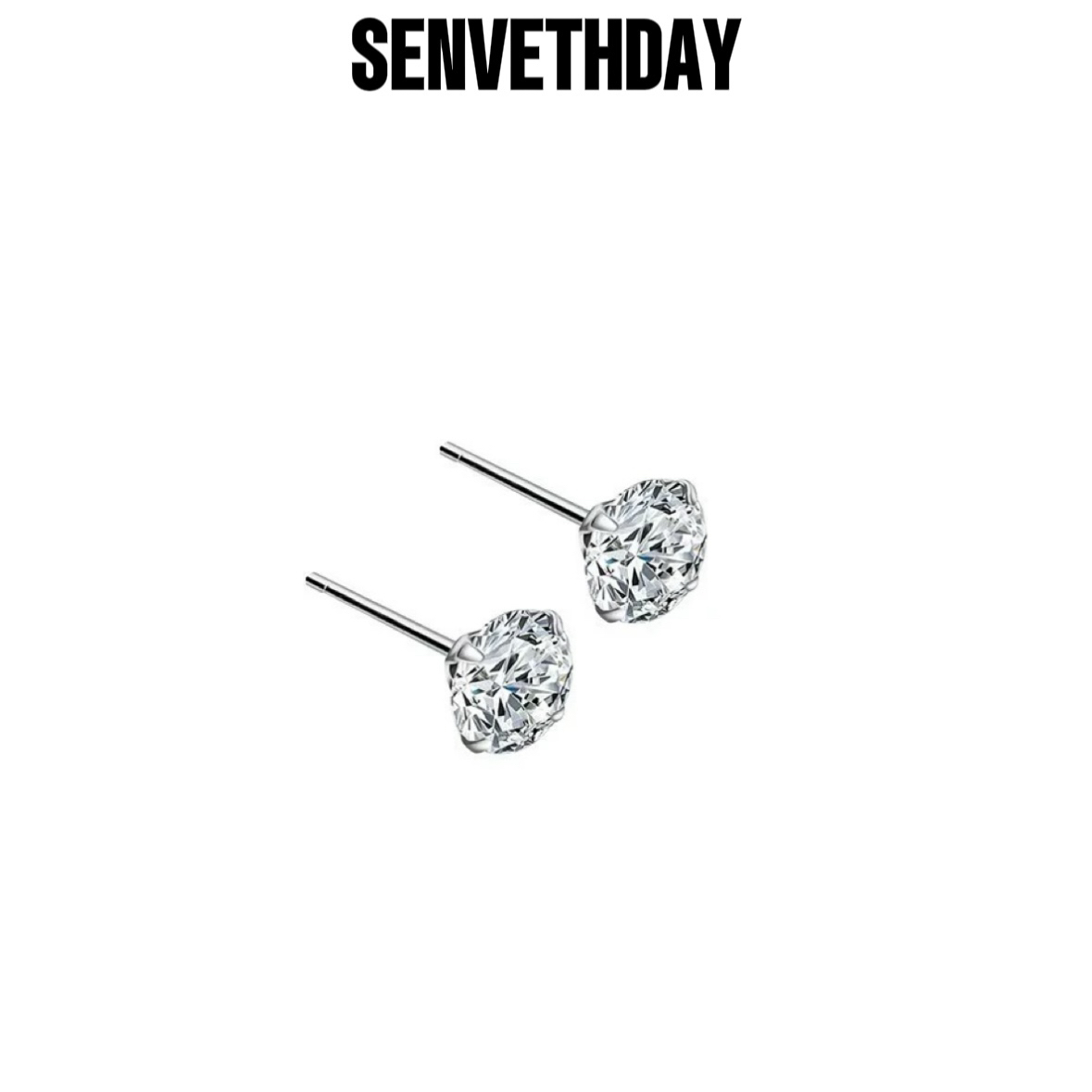 Senveth Day 925银合成锆石耳饰 水钻耳钉时尚简约百搭经典精致