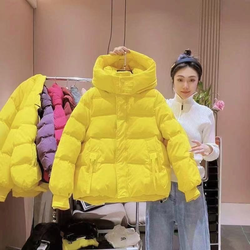 2025冬季新款糖果色连帽洋气淑女风休闲短款棉服外套