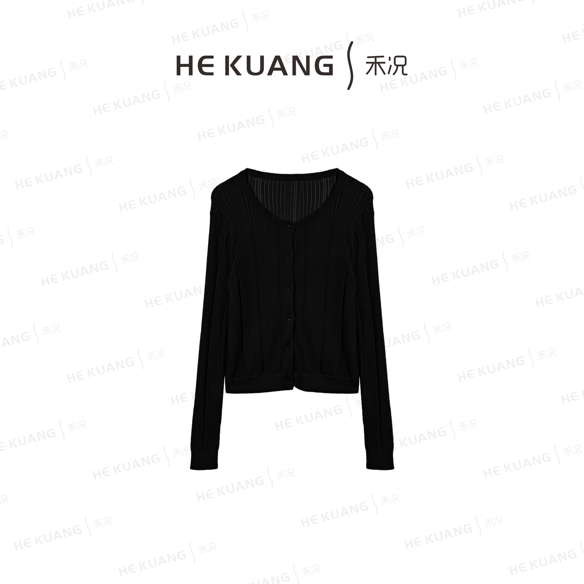 禾况HEKUANG【丝绒轻影】洋气爆款镂空修身长袖针织开衫X652 0129
