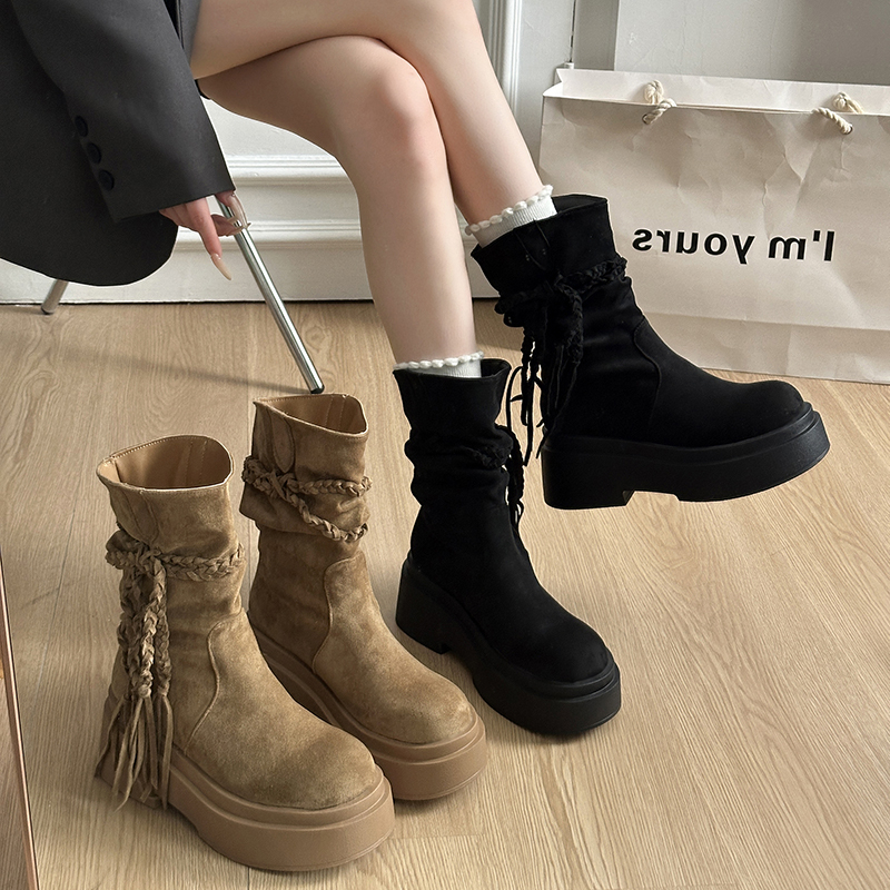 小个子增高马丁靴女2025秋冬新款复古美拉德短筒靴子勃肯鞋新款