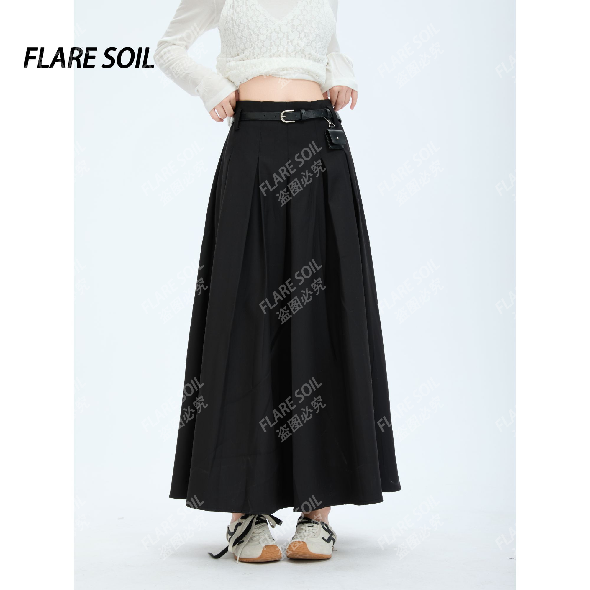 【FLARE SOIL】（现货）休闲格子裙半身裙宽松花苞褶皱工艺 T4444B