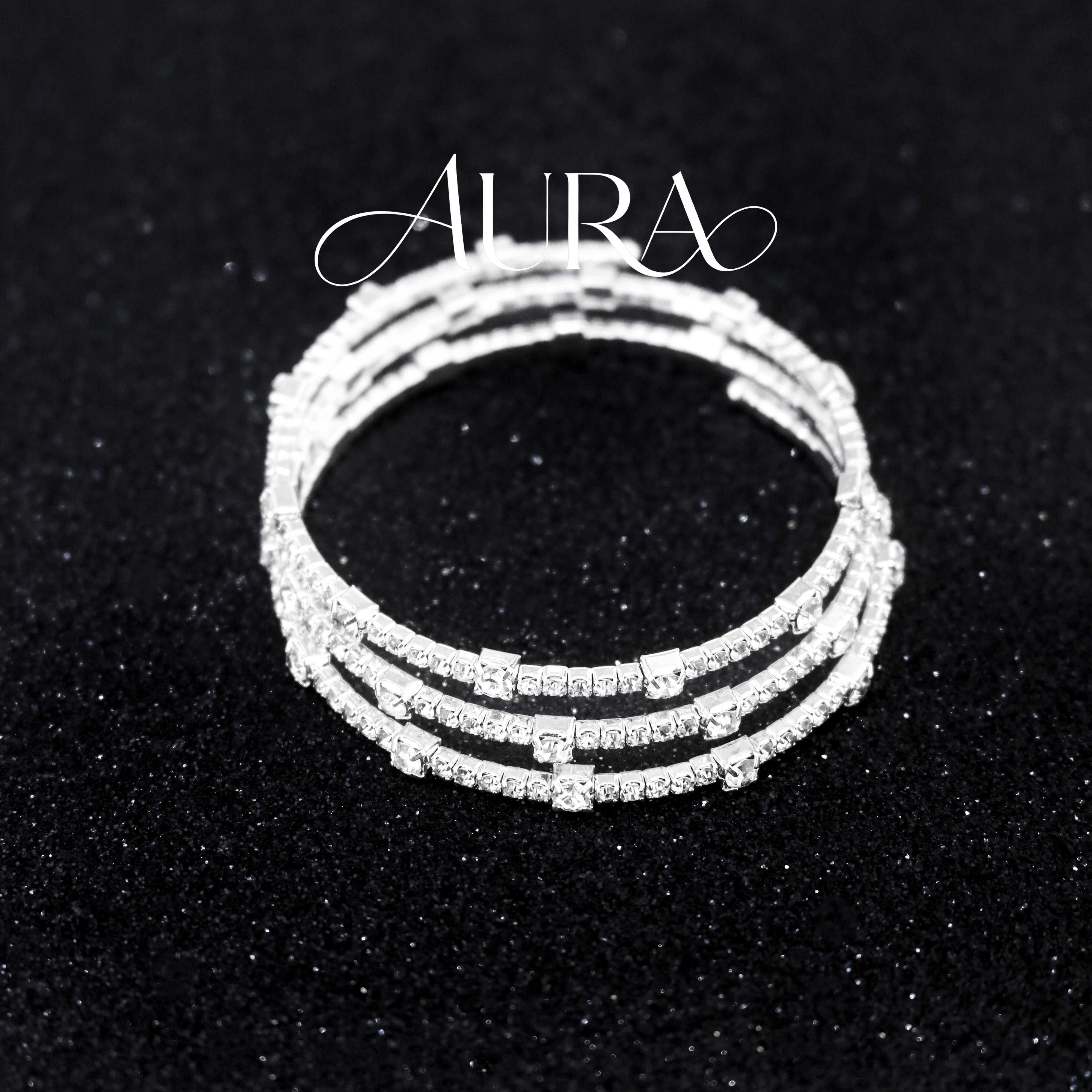 铜合金合成锆石手镯 AURA轻奢活口满天星闪锆手镯小众日常手镯