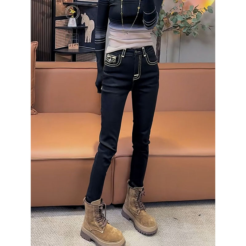 高腰弹力显瘦修身牛仔裤女2025秋季新爆款时尚洋气紧身百搭铅笔裤