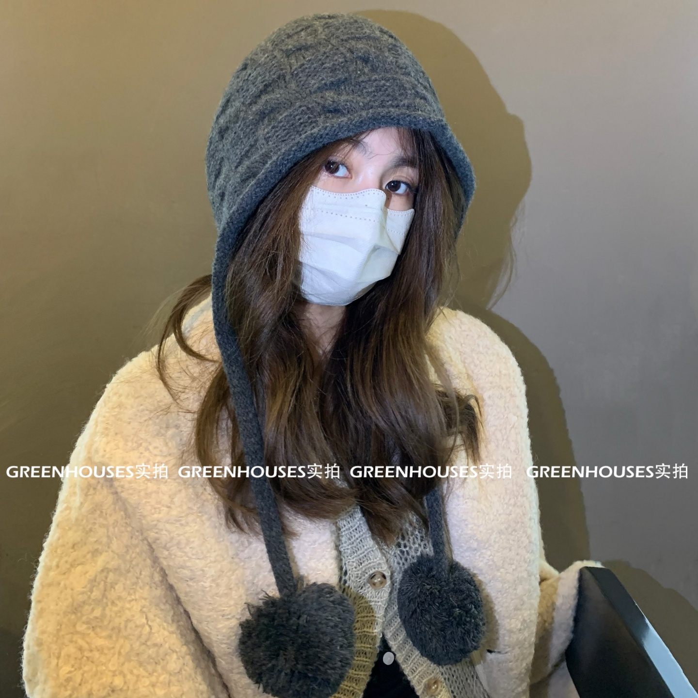 100%羊毛针织帽子女秋冬护耳雷锋帽保暖毛线帽休闲百搭套头包头帽