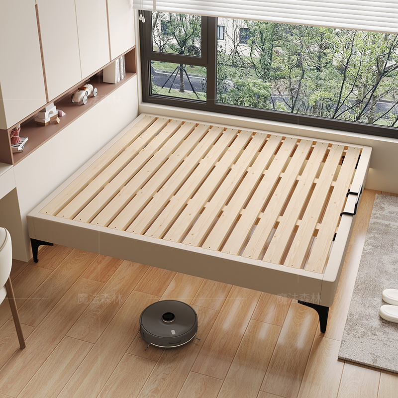 定制实木无床头床架子排骨架榻榻米床卧室省空间齐边床没靠背拼接