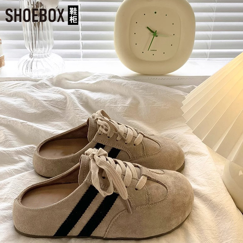 SHOEBOX鞋柜复古厚底包头半拖鞋女2025秋季新款内增高德训鞋子