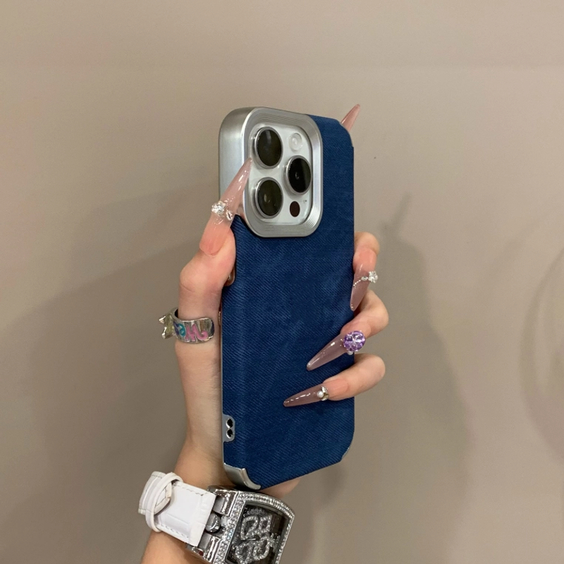 电镀牛仔纹潮酷适用iPhone16promax苹果15手机壳14简约款13创意12