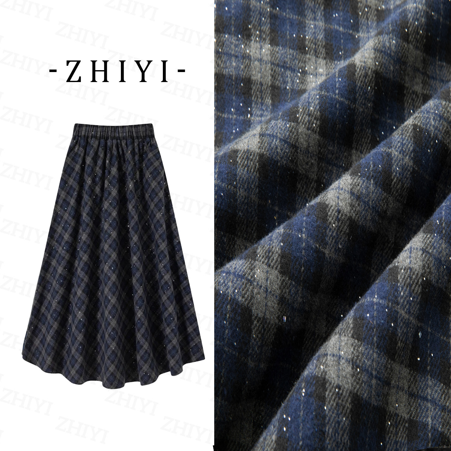 【二个裙长】2025入秋季复古格子宽松垂感毛呢A字裙韩系时尚中长裙