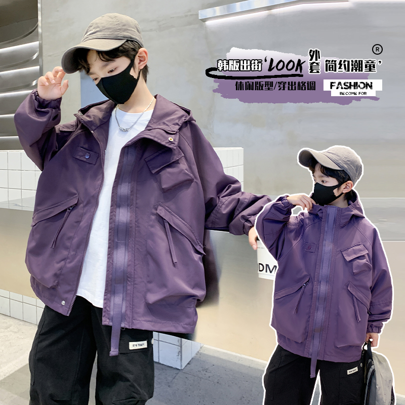 男童冲锋衣外套春款春款新款儿童装春季风衣春装中大童男孩欧若风