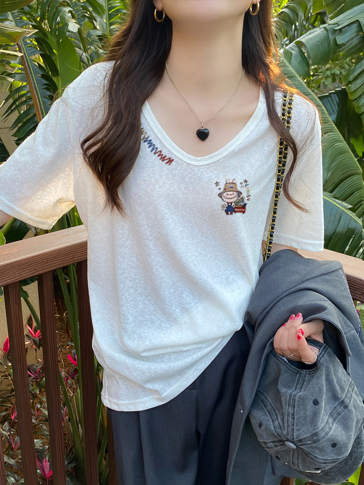 ins休闲爆款夏季胖mm显瘦大码百搭上衣韩版雪花棉女装T恤宽松打底