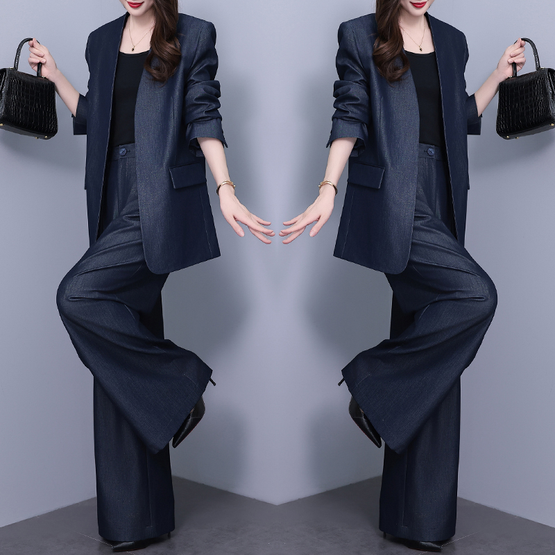 高端轻奢西装三件套女2025秋季新款高腰阔腿裤轻熟风气质时尚套装