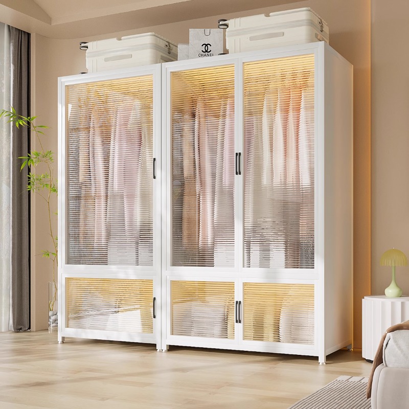 简易衣柜出租房用金属全钢架新款衣橱小户型衣物透明衣柜家用卧室