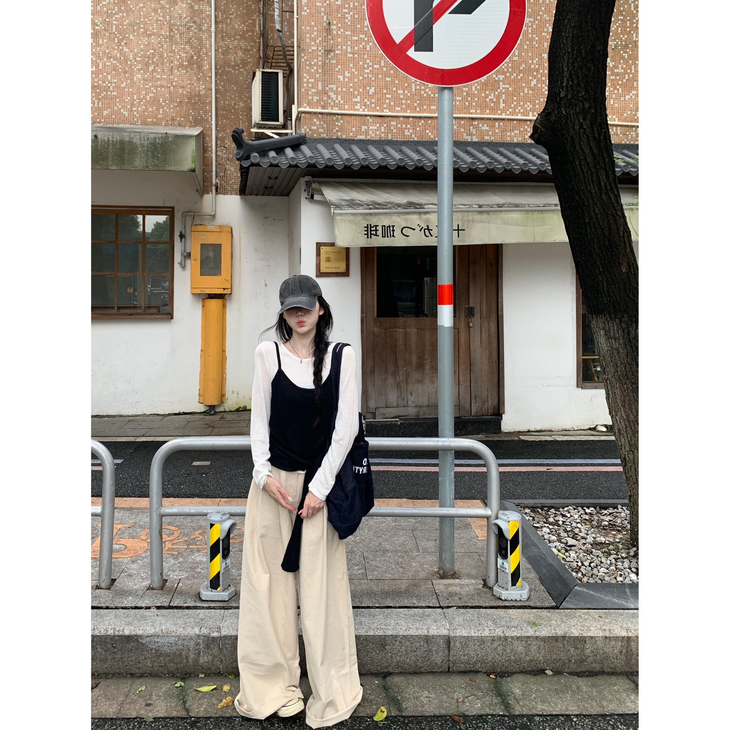 韩系小众针织衫打底+绑带背心女早秋新款百搭休闲慵懒两件套上衣