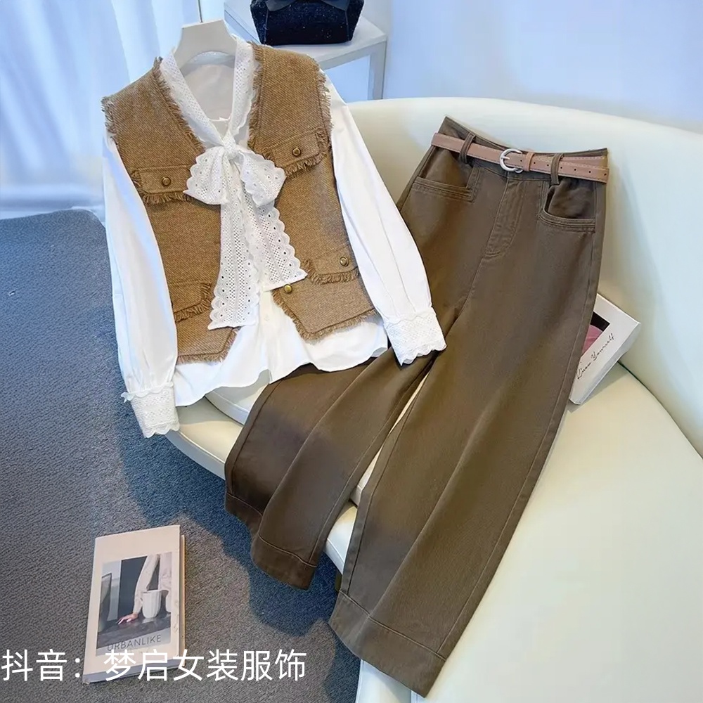 小香风马甲套装女秋季新款小个子高级感百搭气质穿搭一整套装三件