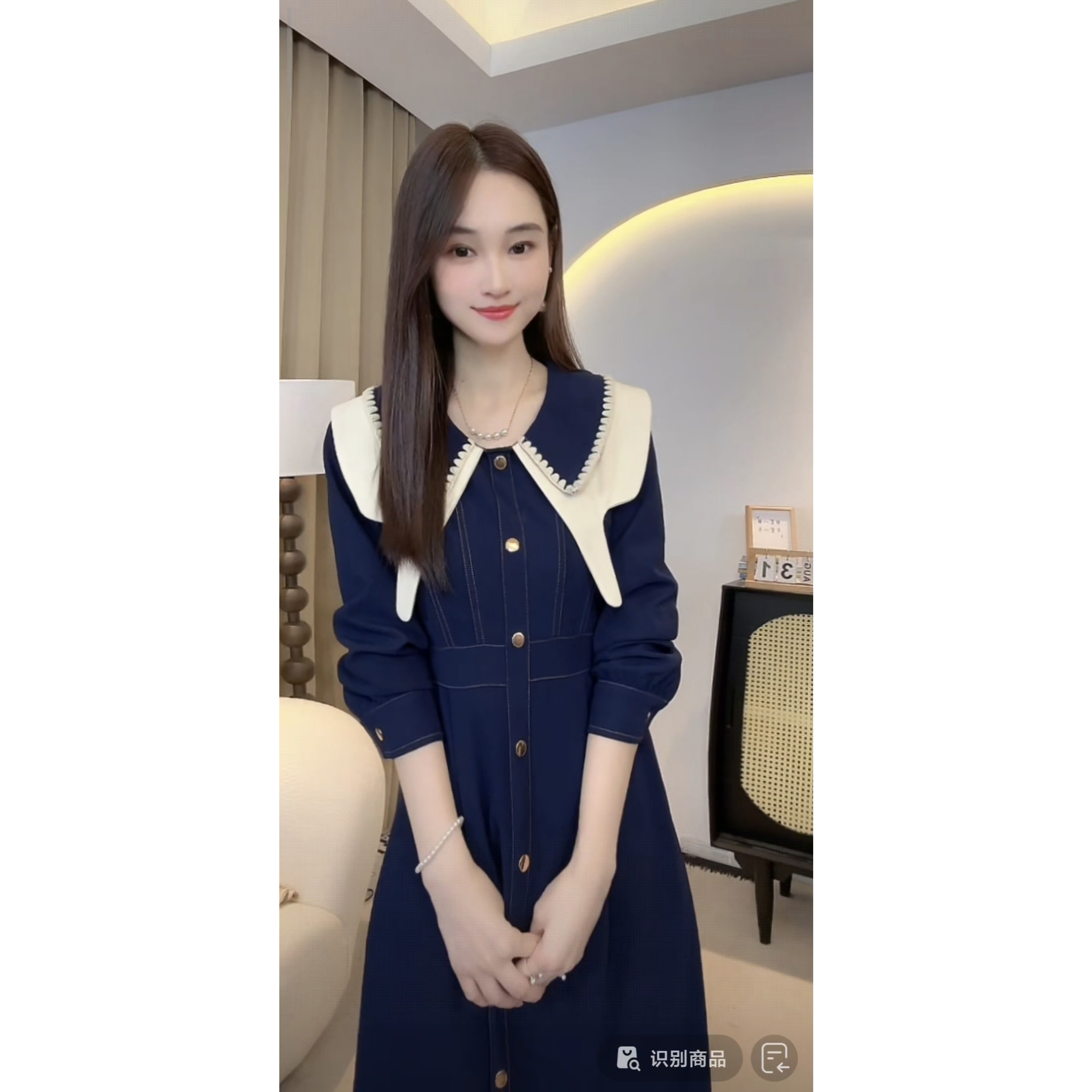 A602春秋新款女装法式高级感撞色连衣裙胖mm显瘦遮肉垂坠感掐腰裙