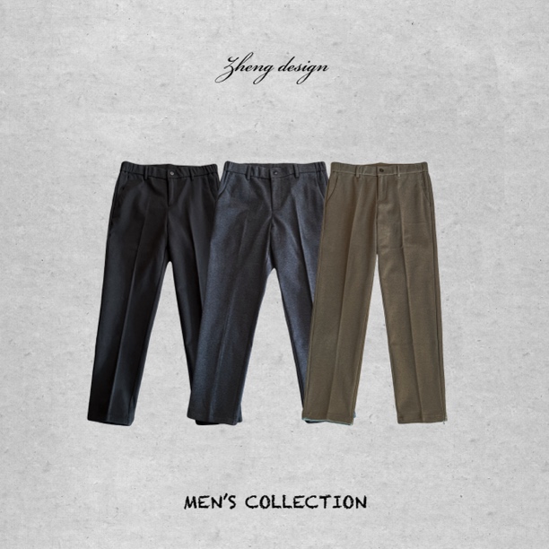 冬季毛呢加厚加绒小直筒修身休闲西裤