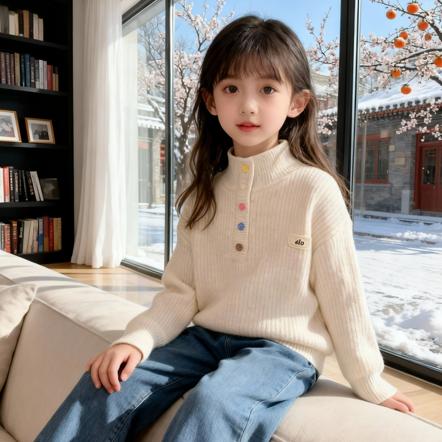 女童毛衣秋冬款加绒加厚女宝宝秋冬衣服儿童毛衣女童冬装童装
