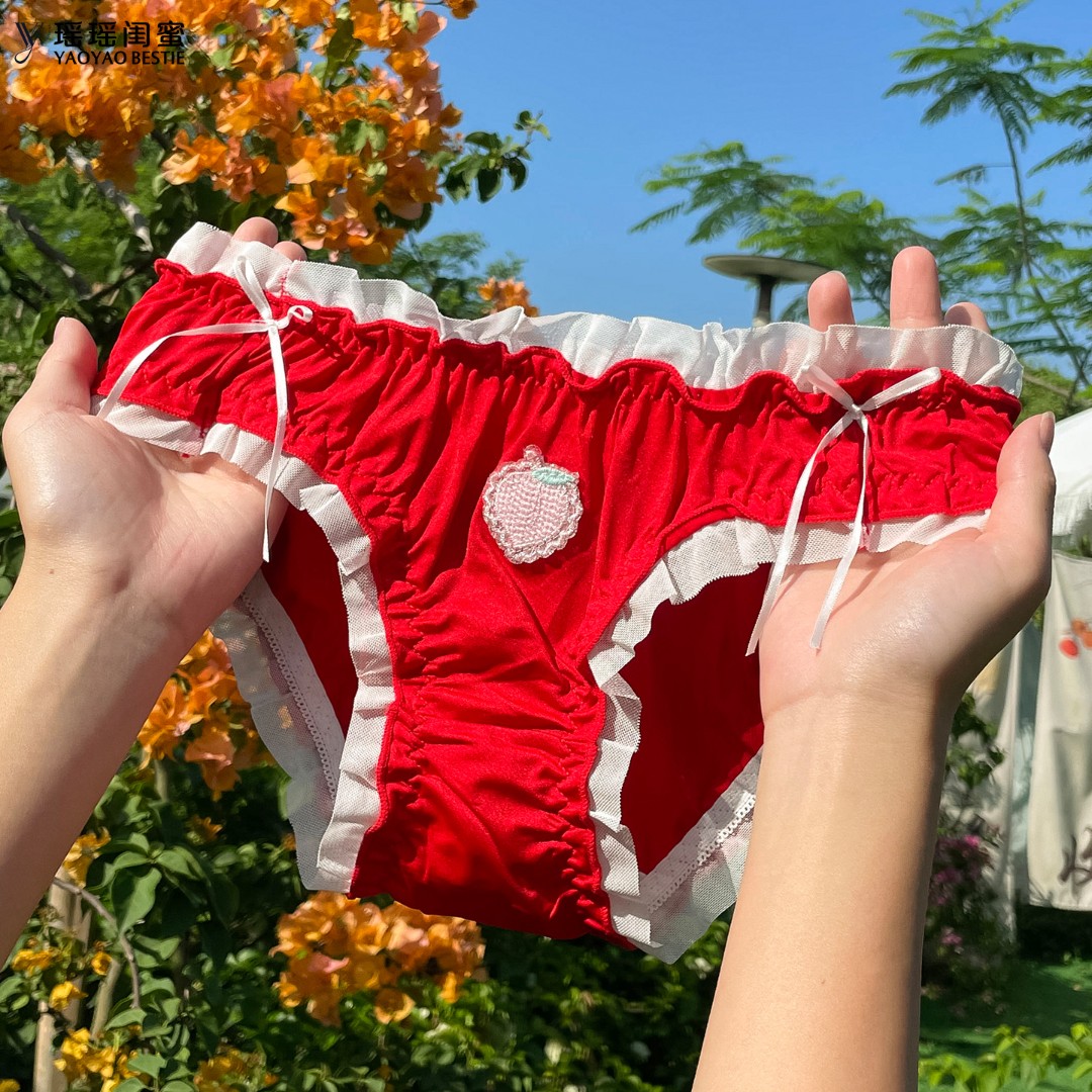 瑶瑶闺蜜日系洛丽塔少女内裤女性感纯欲红色本命年薄大码三角裤头