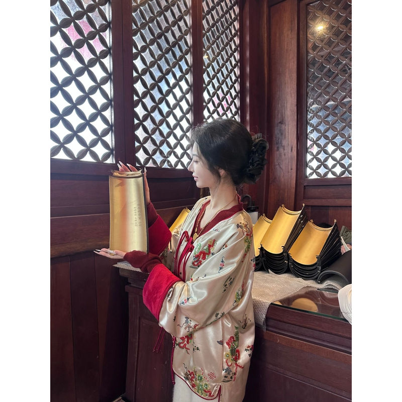 【雅乔定制】蛇来运转 重工印花珠管绣新中式国风外套DYCC-25018016