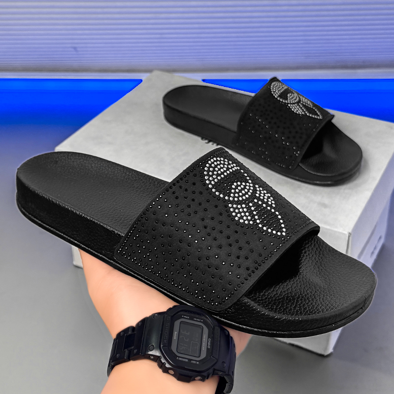 水钻拼色男士固特异金属一字拖潮流休闲凉拖鞋机能潮鞋防滑