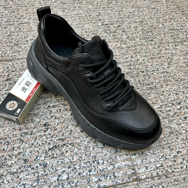 头层牛皮休闲皮鞋厚底舒适时尚系带透气秋季单鞋时尚休闲鞋真皮