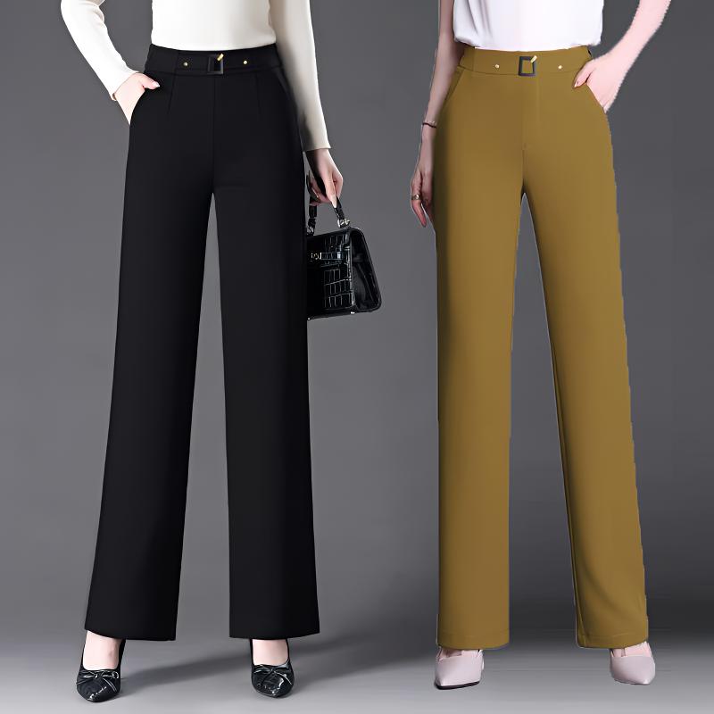 秋冬单裤长裤直筒裤厚款垂感松紧高腰妈妈裤显瘦女士休闲裤4001