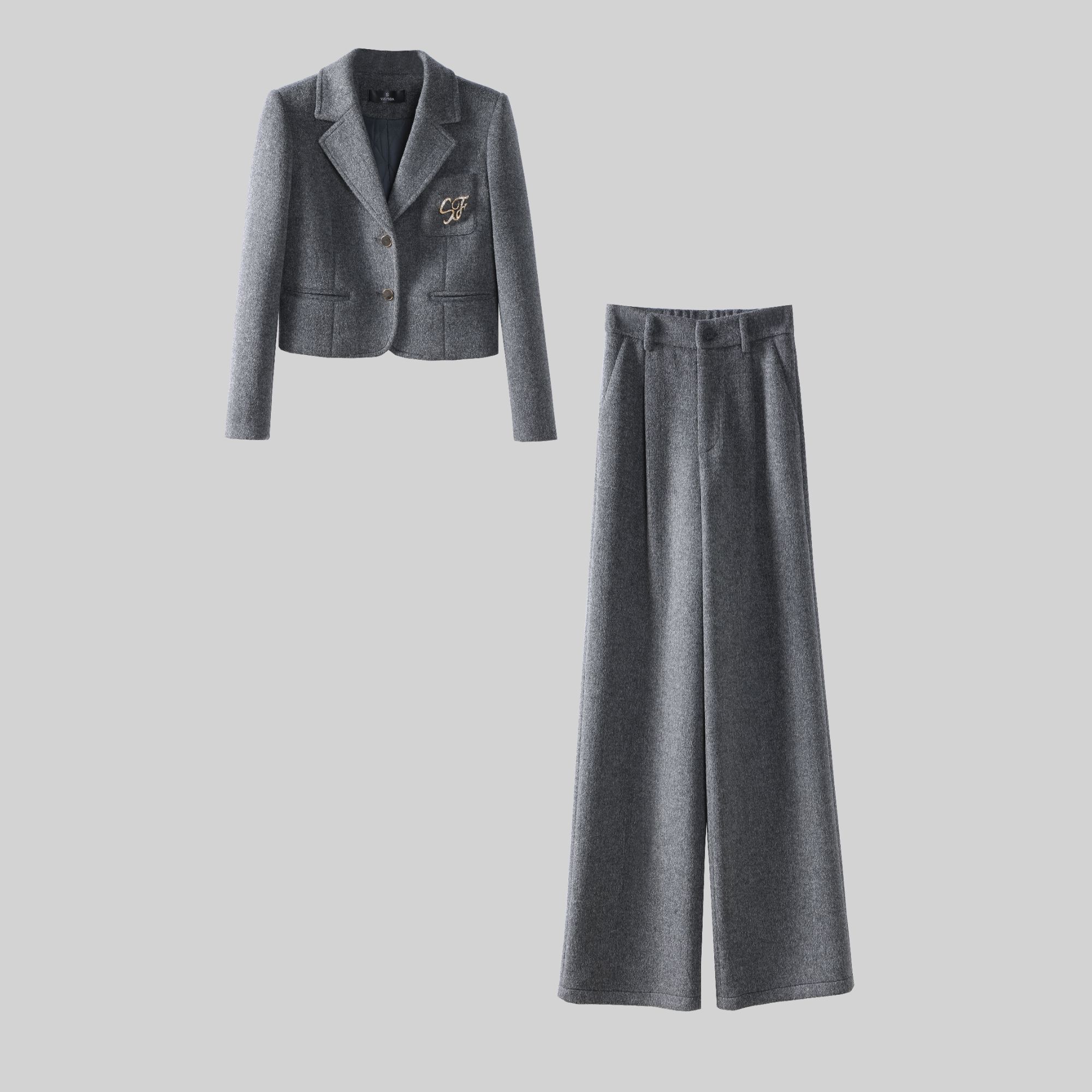 【纪朵研】8150高级感西装阔腿裤两件套女2025新款时尚气质洋气套装