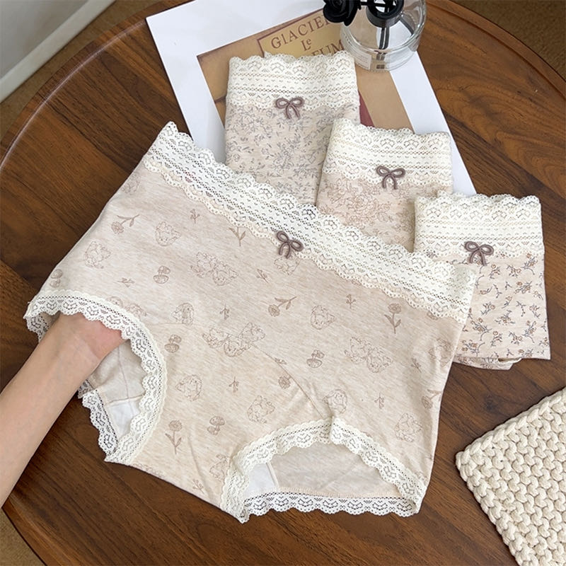 【田园风】ins平角裤10A抑菌无痕内裤女打底透气中腰女士平角裤