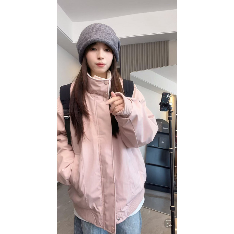 美式毛领棉服男女冬季2025新款潮牌立领工装情侣外套加厚保暖休闲