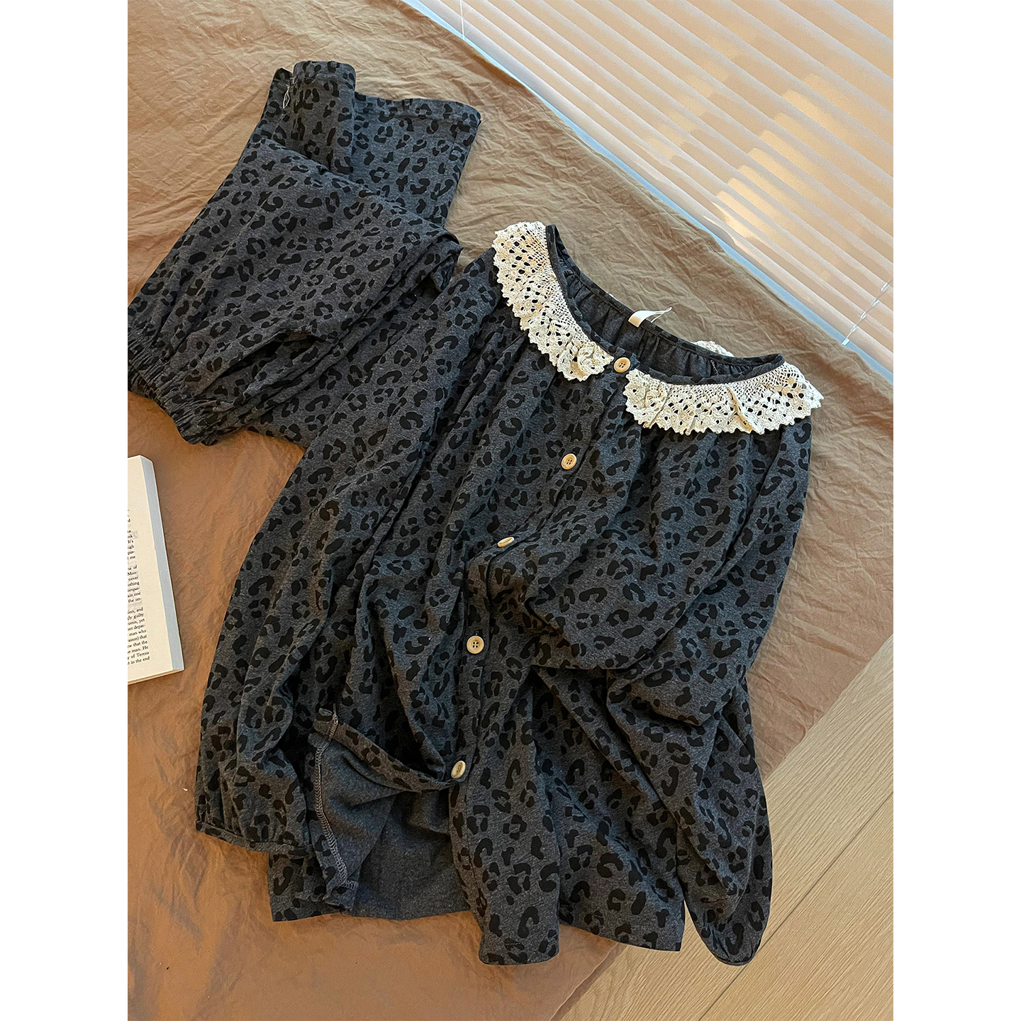 韩版甜美蕾丝花边德绒睡衣女春秋款纯欲优雅家居服大码套装可外穿