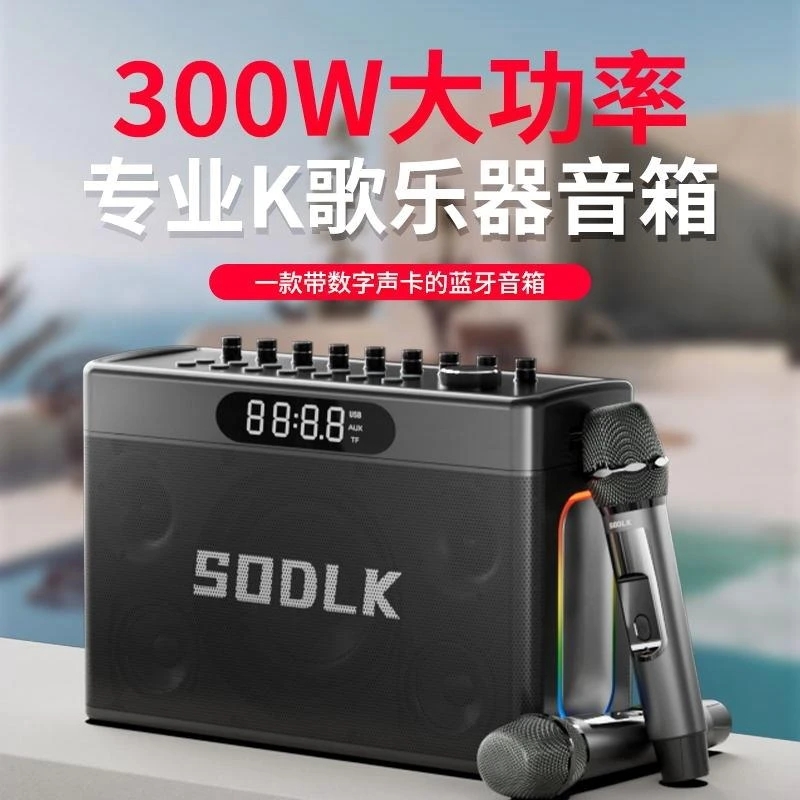 声莱客音响300W大功率户外家庭KTV一体机乐器直播广场舞重低音炮
