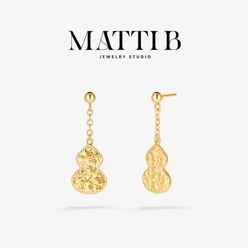 铜合金耳饰 国风葫芦碎冰高级感耳坠女气质轻奢小众高端耳钉2041