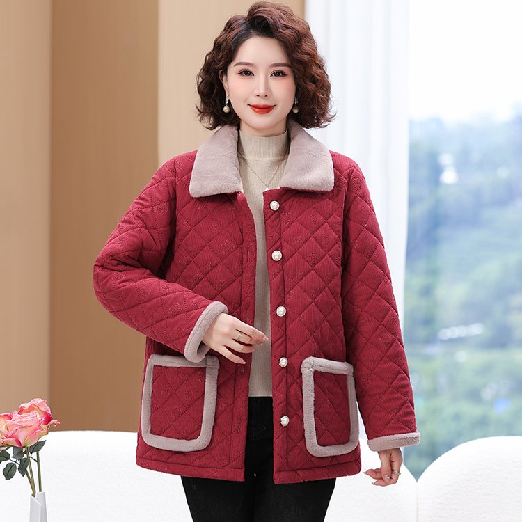 110斤-250斤特大码加绒加厚保暖冬季中老年宽松减龄妈妈装