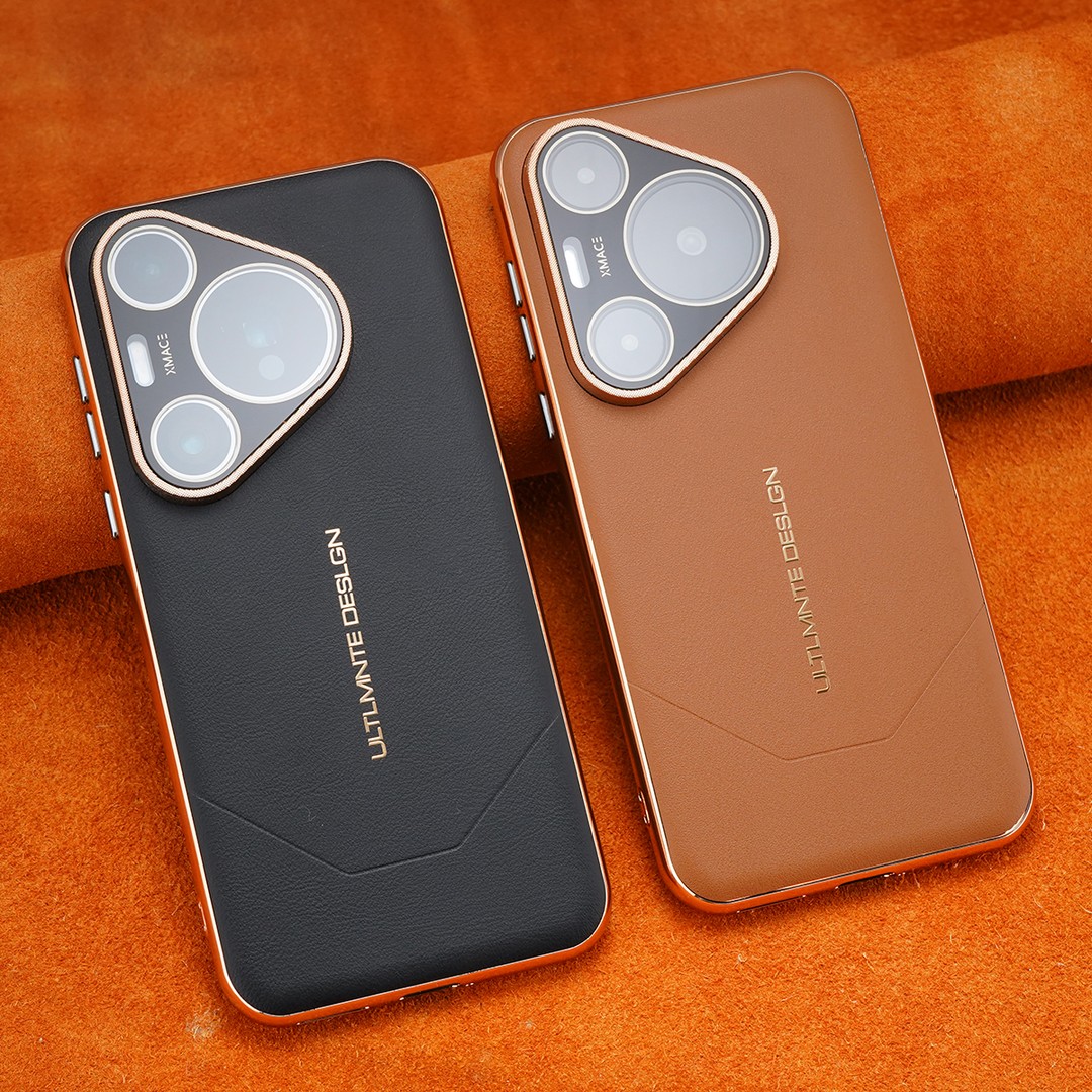 适用华为Pura80Pro+皮质手机壳高档商务Pura70Ultra镜头全包防摔