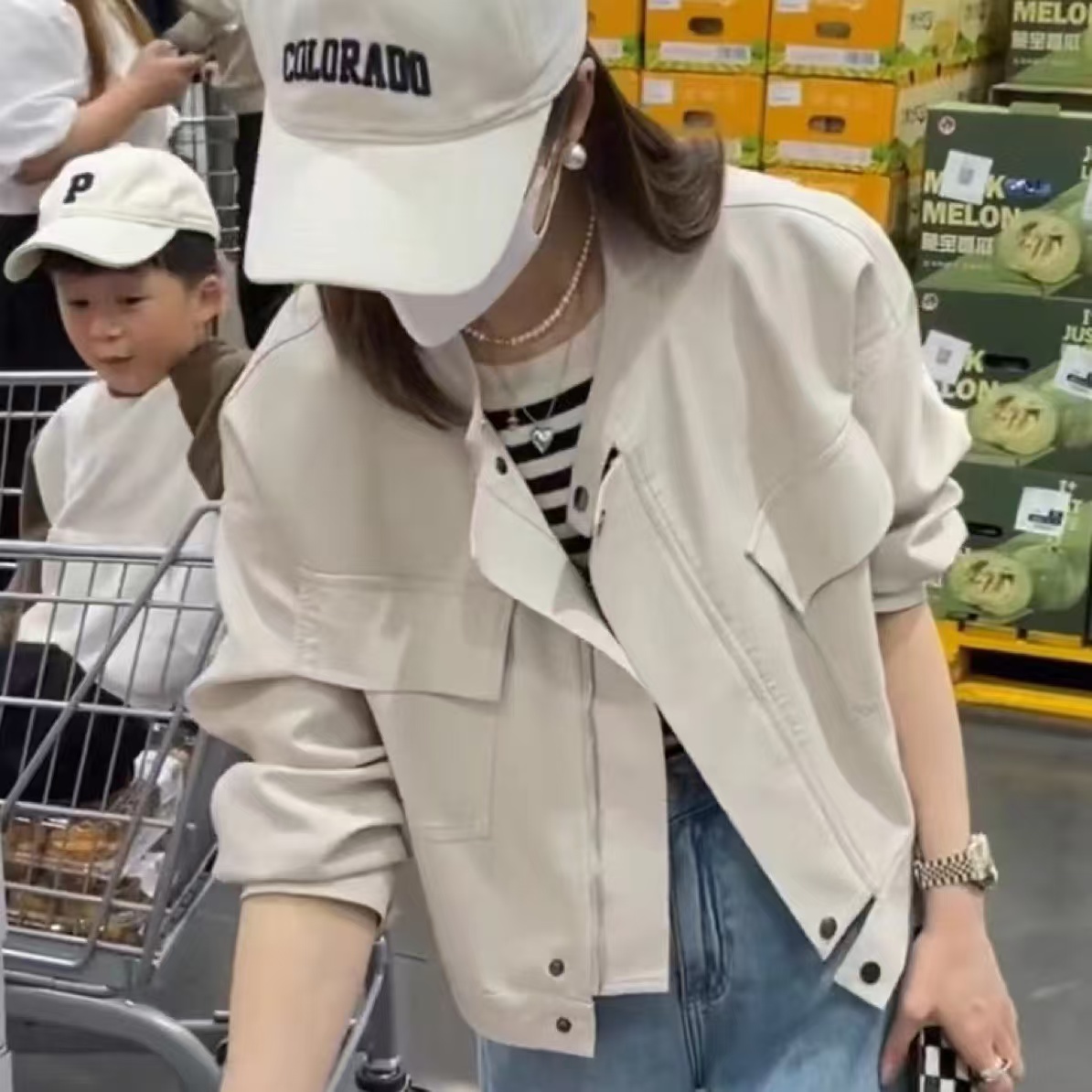 现货 新款 休闲小皮衣 外套女 宽松显瘦机车服时尚短款洋气